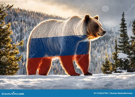 National Animal of Russia. Big Russian Brown Bear in the Winter ...