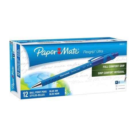 Paper Mate Flexgrip Ultra Stick Medium Point Ballpoint Pen, 12 Blue Ink ...