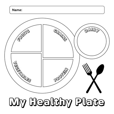 Printable My Plate Worksheet For Health Template | Healthy plate, My food plate, Healthy food plate