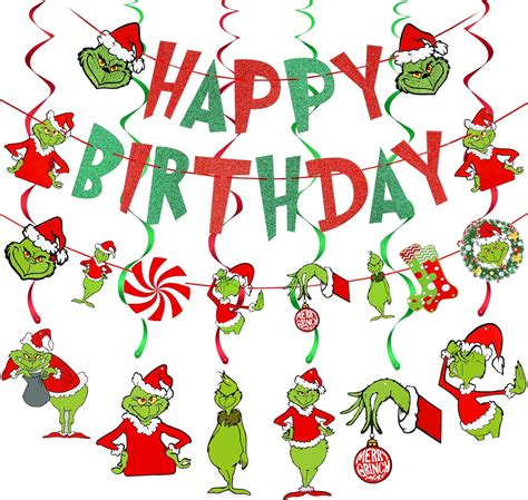 Buy LEESKY Happy Birthday Banner Red Green The LEESKY Birthday Banner ...