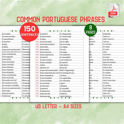 Common Portuguese Sentences, Learn Portuguese Phrases Vocabulary ...