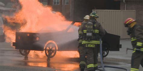 Fire departments gather for live fire training using ‘car prop’