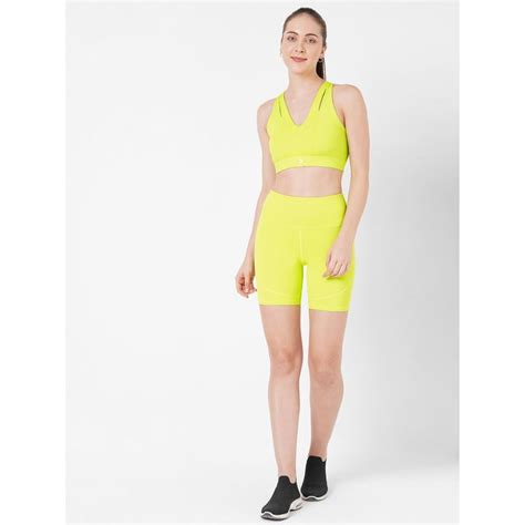 Buy BODD ACTIVE Neon Green Cross Back Sports Bra with Shorts (Set of 2 ...