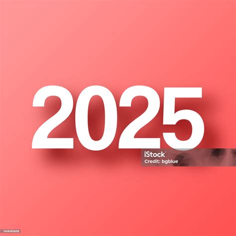 2025 Two Thousand Twentyfive Icon On Red Background With Shadow Stock ...