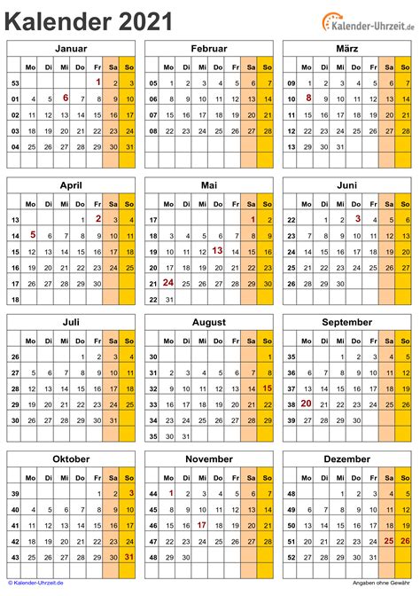 Din A4 Kalender 2021 Zum Ausdrucken Kostenlos - Kalender 2021 und 2020 ...