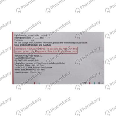 Medrol 8 MG Tablet (10): Uses, Side Effects, Price & Dosage | PharmEasy