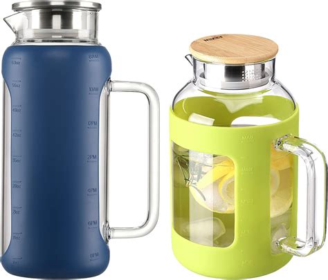 Amazon.com: WINSA Glass Pitcher with Lid and Spout, 64 oz Glass Water ...