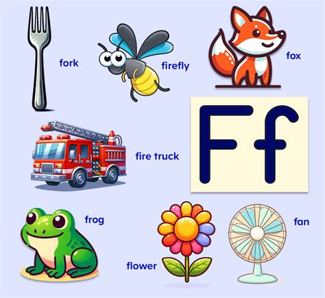 Begin With Letter F Words For Kindergarten