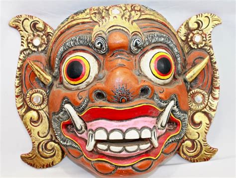 Buy Balinese Raksasa Demon Mask Topeng Hand Carved Wood Polychrome ...