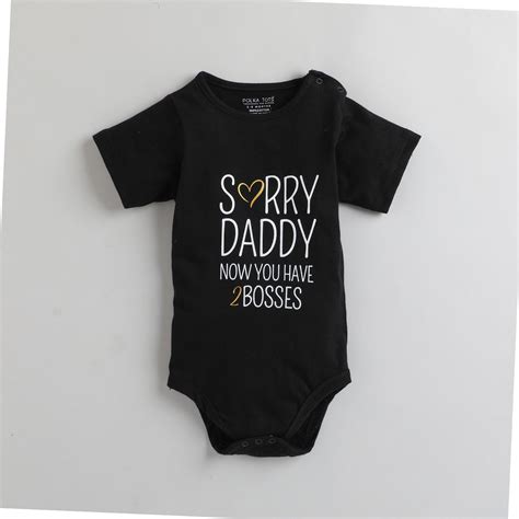 Polka Tots Half Sleeve Sorry Dad Print Romper Onesie - Black – PolkaTots.in