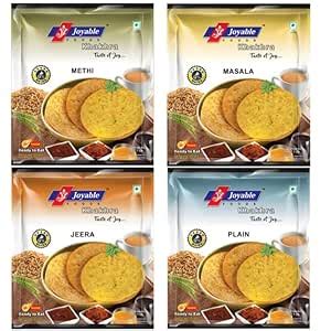 Joyable Khakhra (Methi,Masala,Jeera,Plain) Combo - Pack of 4, 200 gms ...