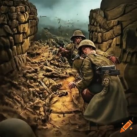 World war 2 trenches on Craiyon