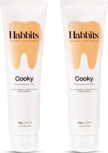 Habbits Toothpaste Cookie&Cream Prevents Cavities&Tooth Pack of 2|100g ...