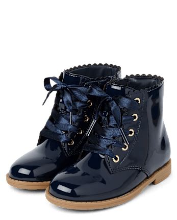 Girls Scalloped Lace Up Boots - Little Essentials - BLUE | Gymboree