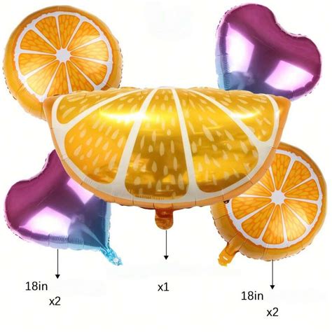 Assorted Orange Fruit Balloon Set, With Star & Heart Balloons, Summer ...