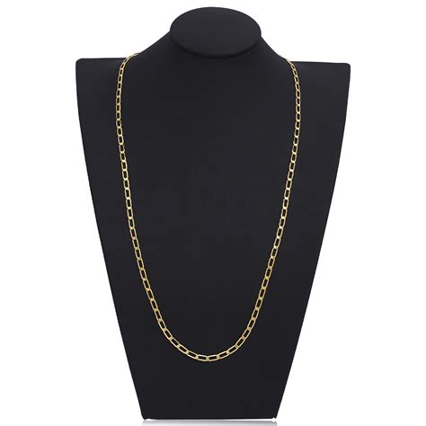 Corrente Masculina Elo 1x1 3,8mm 70cm Folheado a Ouro 18k - Lunozê Joias