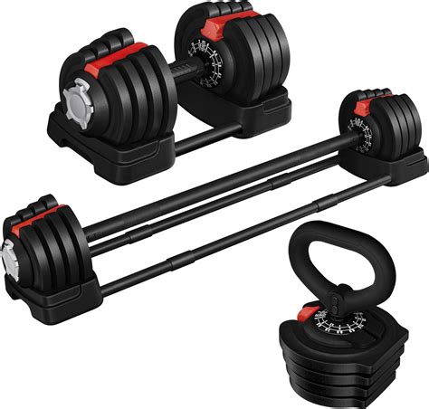 Yaheetech Adjustable Dumbbell Set 3 in 1 Dumbbell Weight Set 18KG Adjustable Weights Barbell ...