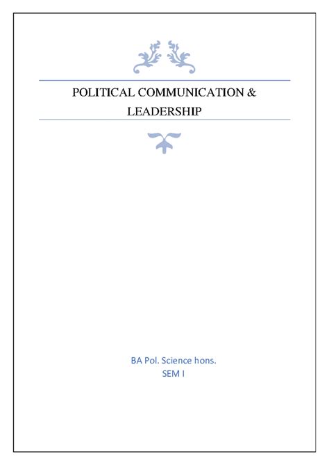 UNIT 3: Enhancing Political Communication & Leadership Strategies - Studocu