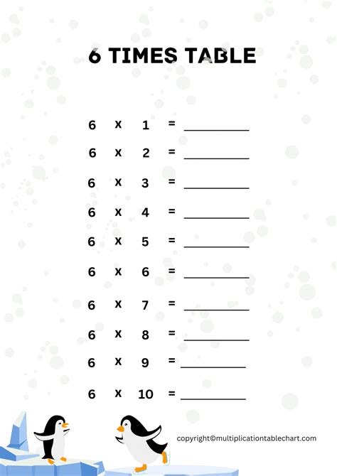 Printable 6 Multiplication Table Worksheet | Multiplication Table