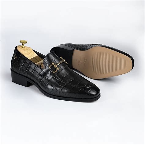 Piel Cuero Men's Croc-Embossed Genuine Leather Loafers - Handcrafted L
