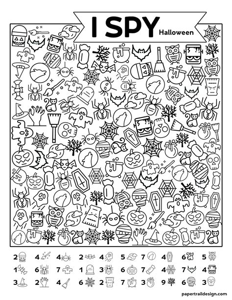 Free I Spy Worksheets Halloween | AlphabetWorksheetsFree.com