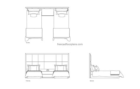 Double Twin Beds - Free CAD Drawings
