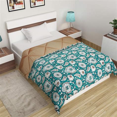 Buy Home Centre Urbane Royale Floral Polyester Single Reversible Quilt ...