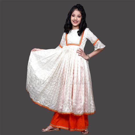 Buy Stunning Bright Orange Palazzo Gown for Kids Online – PinkBlueIndia.com