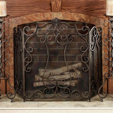 Wrought Iron Fireplace Screens Decorative — Madison Art Center Design
