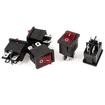 Aexit 5 (Control electrical) Pcs PS8A 4 Pin ON/OFF DPST Red Light Snap ...