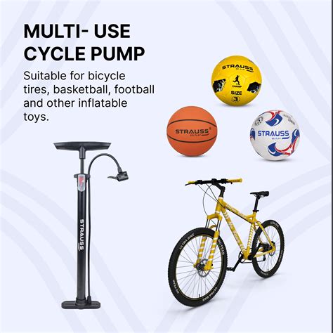 Portable Hand Pump: Cycle Pump for Bicycle | Carbon Steel | 58cm | Bla ...