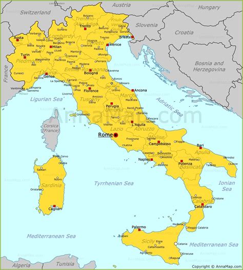 Italy Map | Maps of Italy - AnnaMap.com