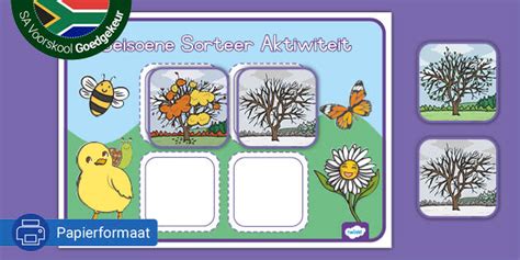 Voorskool - Lente - Seisoene Sorteer Aktiwiteit