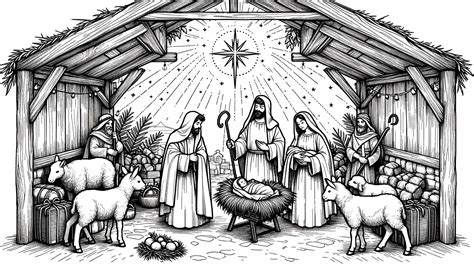 Christmas Manger Drawing