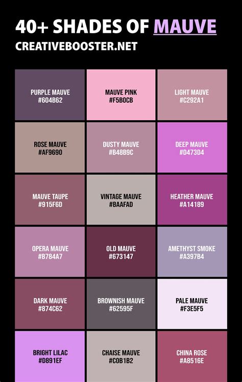 40+ Shades of Mauve Color (Names, HEX, RGB, & CMYK Codes ...