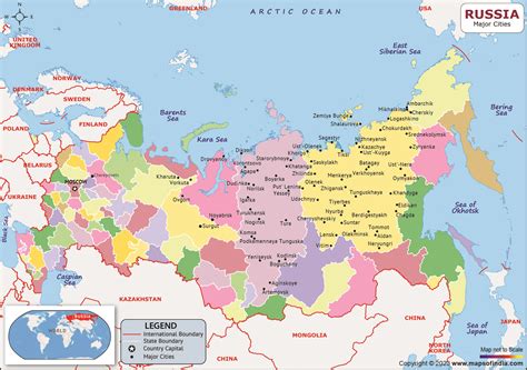 Russia Major Cities Map | List of Major Cities in Different States of ...