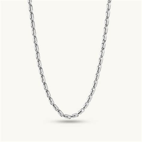 Ribbed Barrel 925 Silver Link Chain – PALMONAS