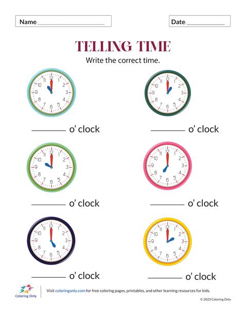 Free Printable Telling Time Worksheets