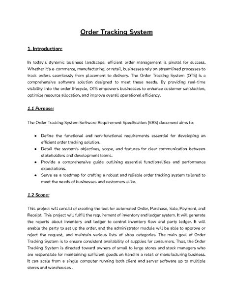Order tracking systumm - Order Tracking System 1. Introduction: In ...