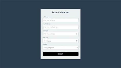 Form Validation HTML DOM 的图像结果