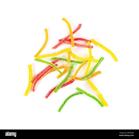 Rainbow Gummy Candy Pile Isolated, Sour Jelly Candies Strips in Sugar ...
