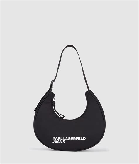 Logo nylon moon shoulder bag | Black | Women | KARL LAGERFELD