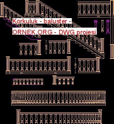 Korkuluk - baluster dwg projesi - Autocad Projeler