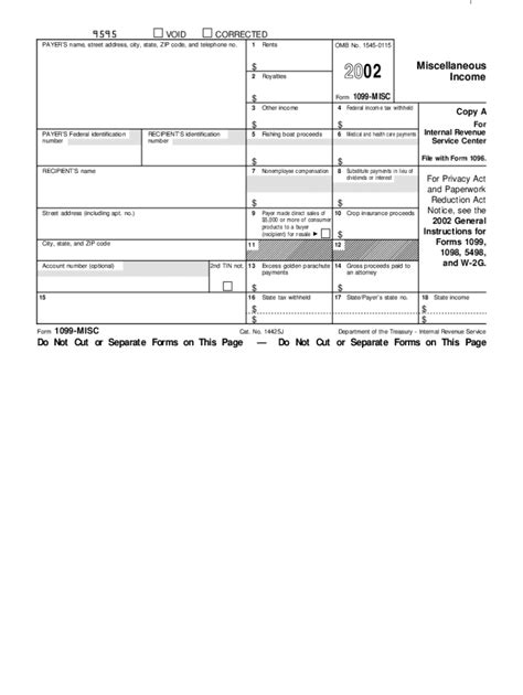 2002 Form IRS 1099-MISC - Blank Fillable Template | Fill Out, Print ...