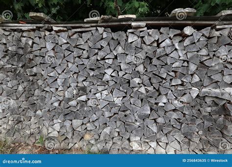Dry Firewood is Evenly Stacked in the Woodpile Stock Image - Image of ...