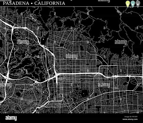 Pasadena Black And White Map