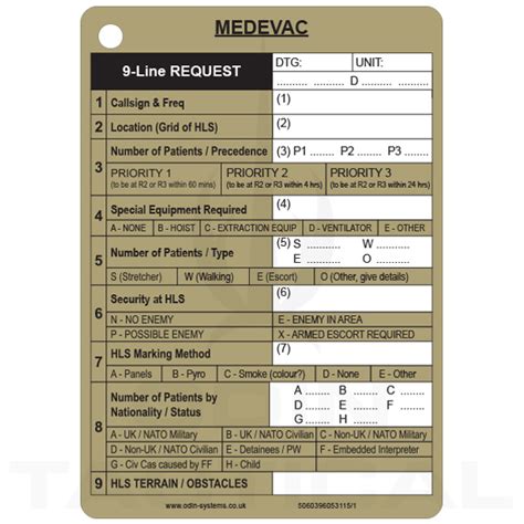 9 Line Medevac Card Printable - prntbl.concejomunicipaldechinu.gov.co