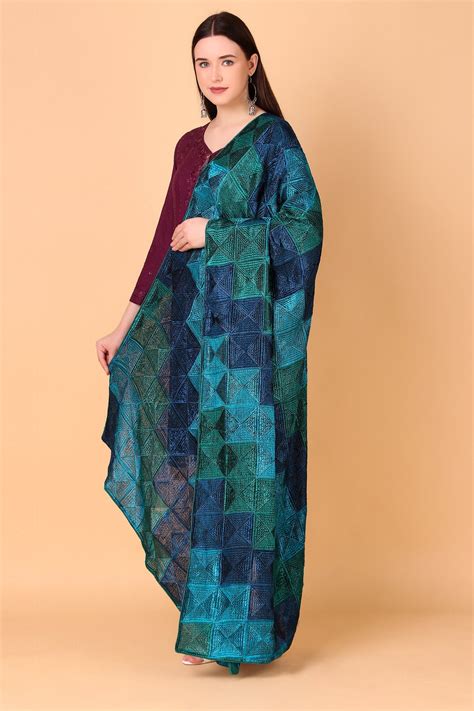 Peacock Toned Phulkari Dupatta – The Phulkari