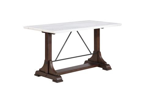 Aldrich 66-inch Marble Top Counter Height Dining Table White
