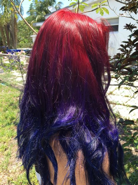 Blue And Red Ombre Hair